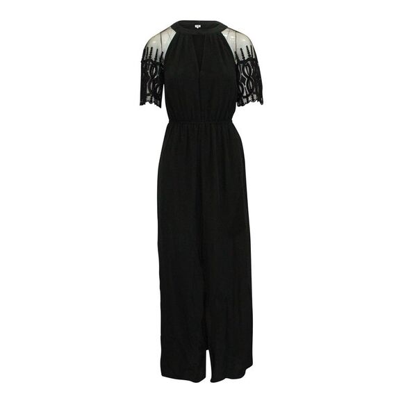 Alice by Temperley London Lace Sleeve Maxi Dress in Black Cotton
